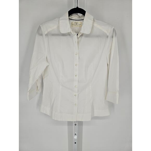 Riders by Lee Women's White 3/4 Sleeve Collared Button Down Casual Top Size M - Picture 1 of 5
